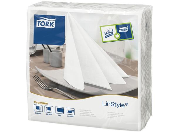 Serviett TORK linstyle 39cm hvit (50) 